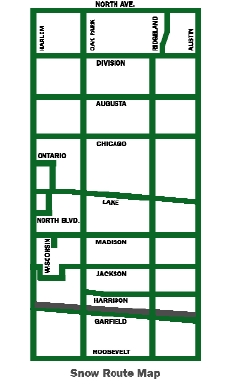 map of the streets where parking will be prohibited if the snow emergency parking plan is implemented