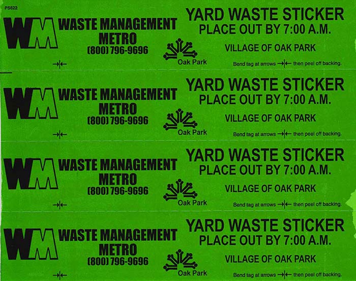 image of green yeard waste stickers