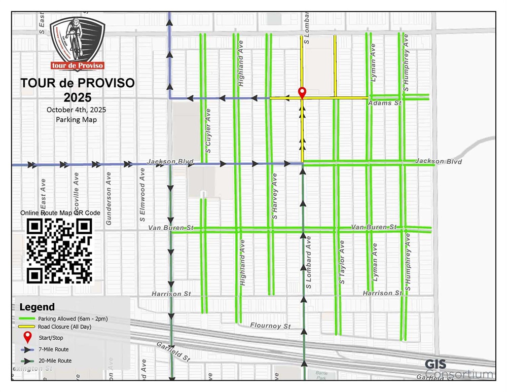 Tour de Proviso Parking Map