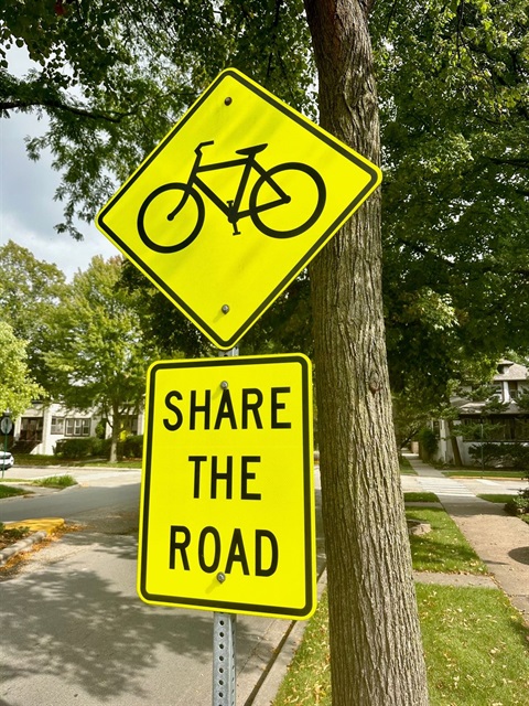Vision Zero bike share the road sign