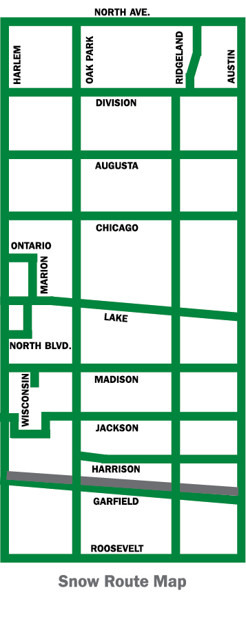 Map of snow routes where parking may be prohibited during a major snowfall