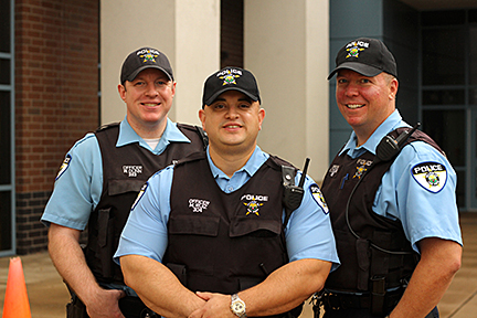 Photo of Oak Park School Resource Officers William Dunn, Percy Julian Middle School; Manuel Ruiz, Oak Park and River Forest High School; and Kevin Collins, Gwendolyn Brooks Middle School.